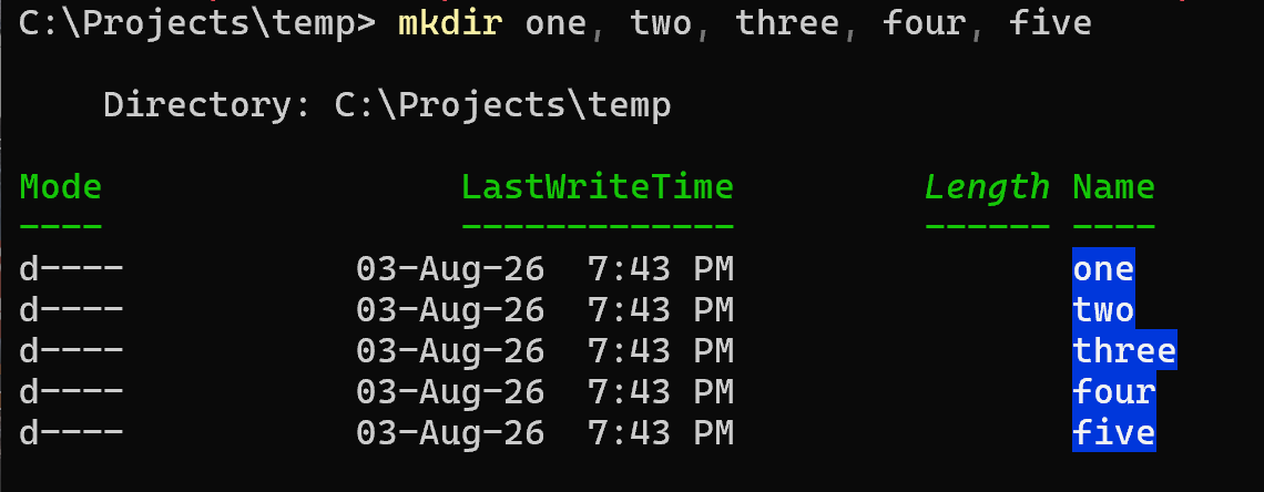 mkdirPowerShell