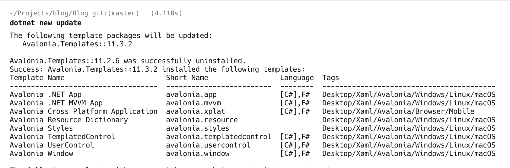 dotnetNewUpdate