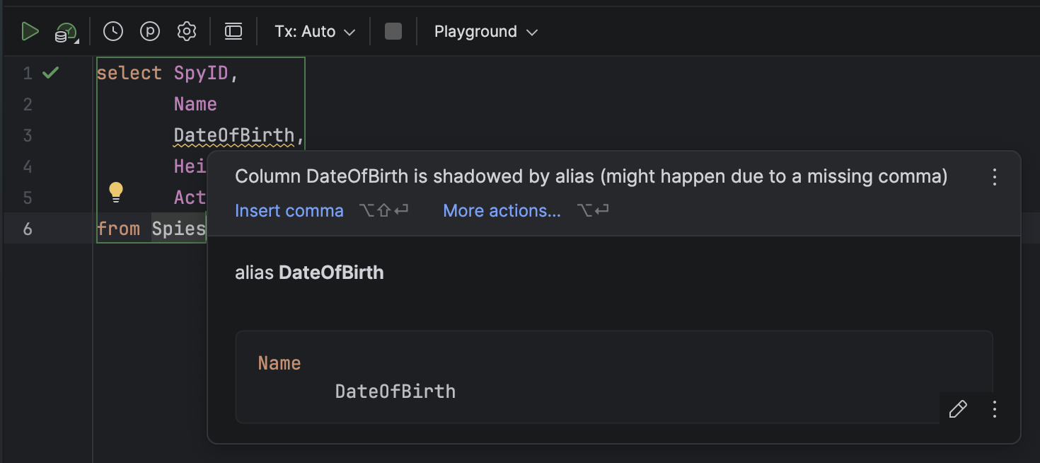 DataGripAliasWarning