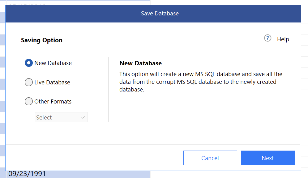 MDFNewDatabase