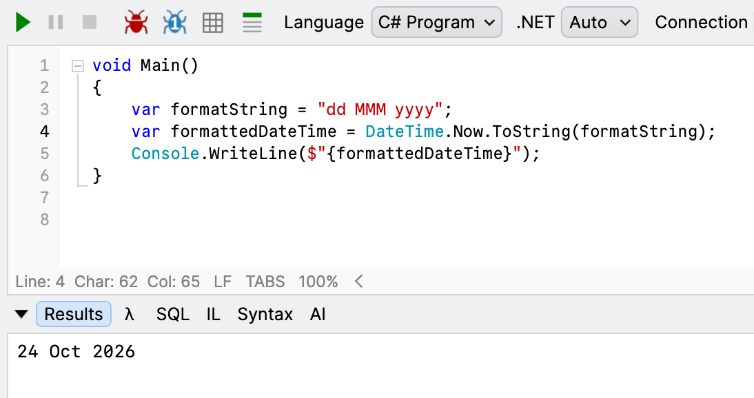 RuntimeFormattedDateTime
